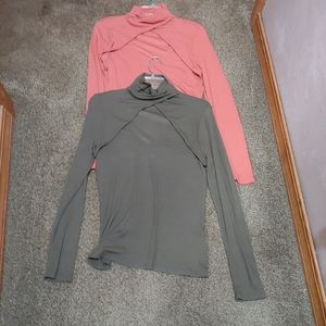 Venus. Lot of 2 rib knit long sleeve top with cut out. Lightweight,soft,stretchy